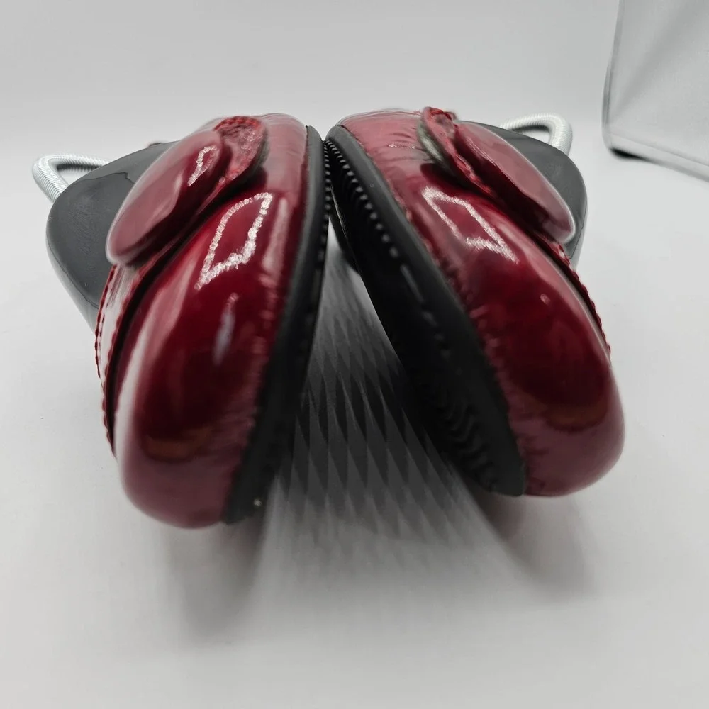 Ecco Womens Hanna Shoes Size‎ 37 Red Patent Leather Button Wedge Heel Ballet